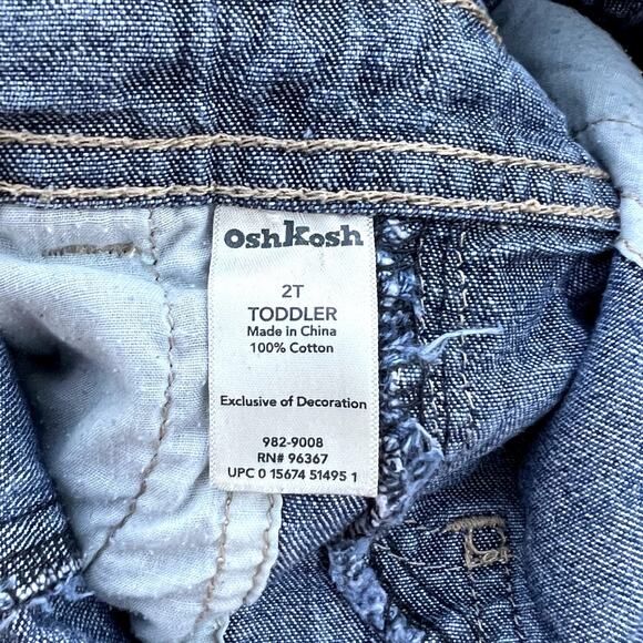 OshKosh‎ B’gosh Denim Overall Dress 2T Toddler Jumper Pink Patch Pocket - Picture 6 of 6